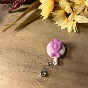 Queen Teddy Bear Badge Reel